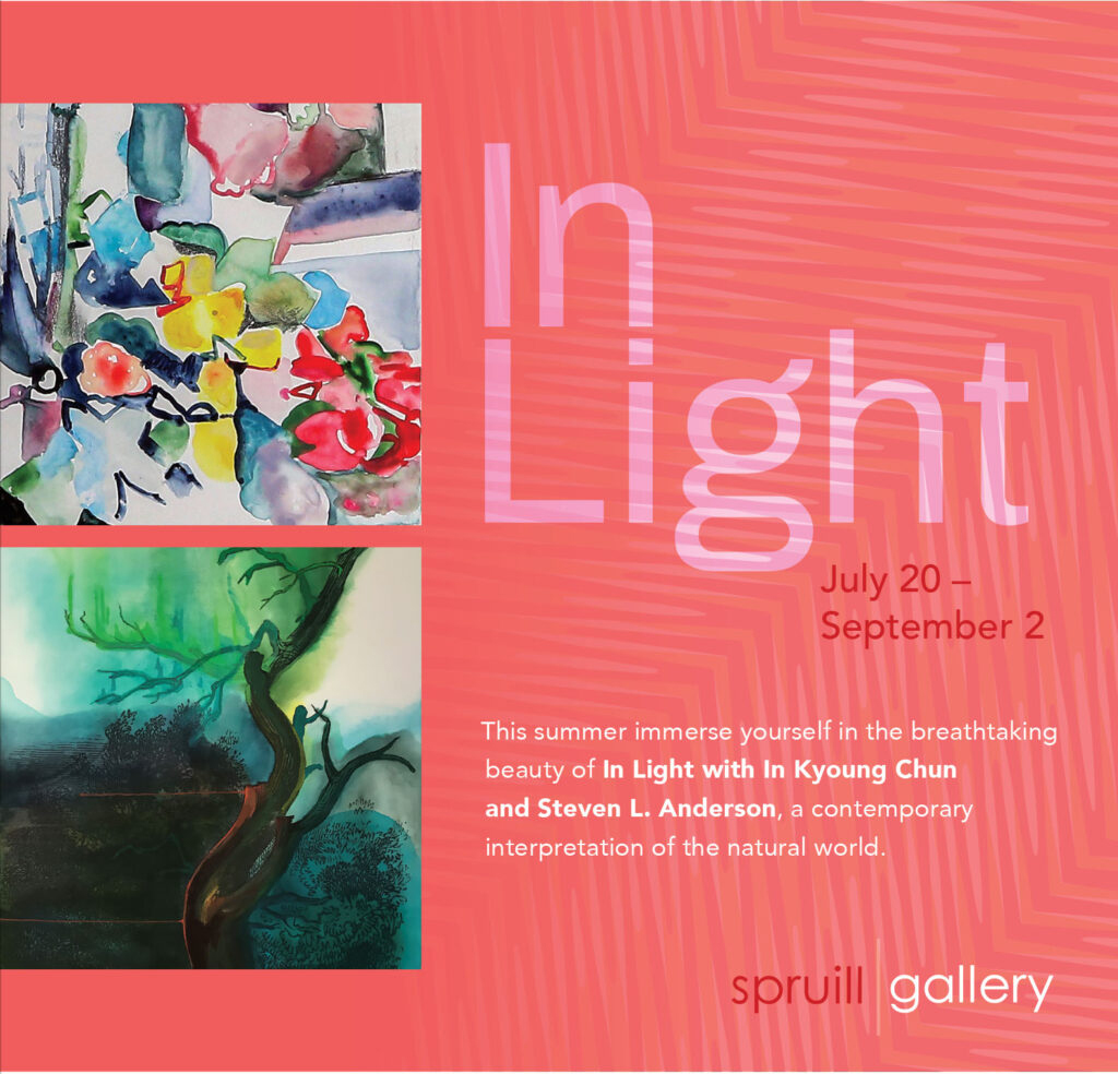 Flyer for The Spruill Gallery In Light exhibit featuring works from In Kyoung Chung and Steven L. Anderson from July 20-September 2