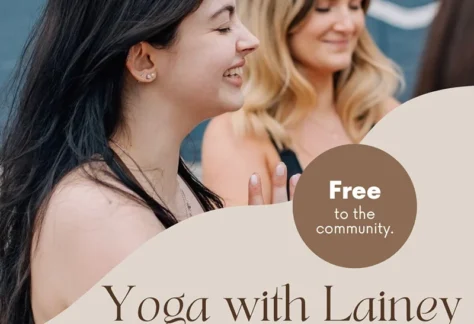 Flyer for Yoga with Yoga with Lainey which takes place at Spruill Center for the Arts for free
